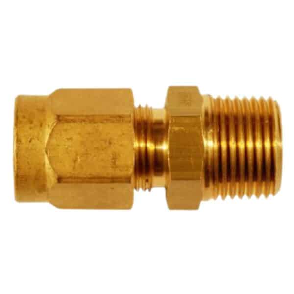 ADAPTADOR EN BRONCE A-42 (E)-R/MACHO NPT (S)-TUBO DE POLIETILENO TIPO II RD9 SISTEMA TUERCA  RECTA